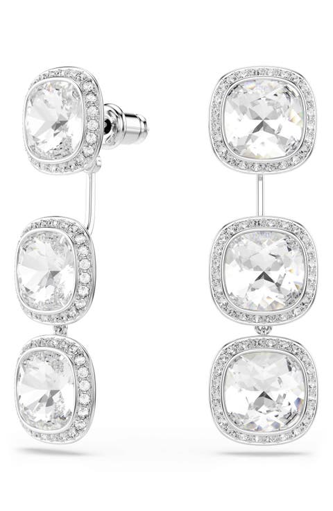 Una Angelic Cushion Crystal Linear Earrings