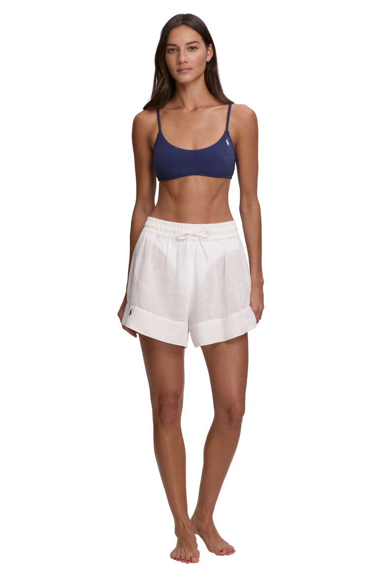 Organic Cotton & Linen Cover-Up Drawstring Shorts, Alternate, color, CREAM WHITE