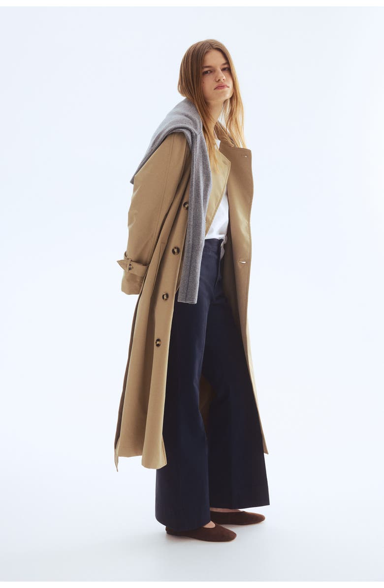 H&M Flared Canvas Trousers, Main, color, Navy Blue