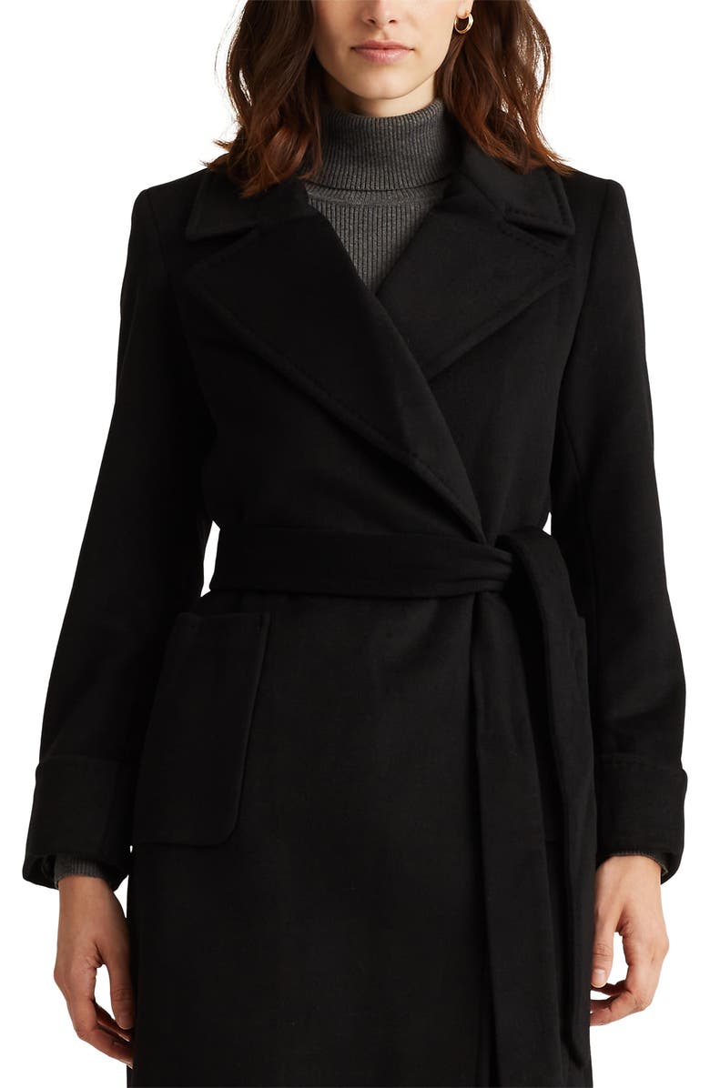 Lauren Ralph Lauren Belted Wool Blend Wrap Coat, Alternate, color,