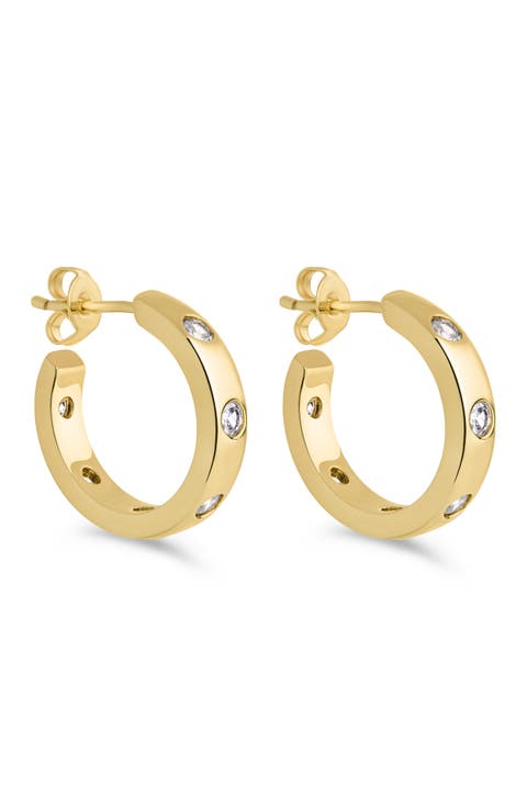 Molly Cubic Zirconia Studded Huggie Hoop Earrings