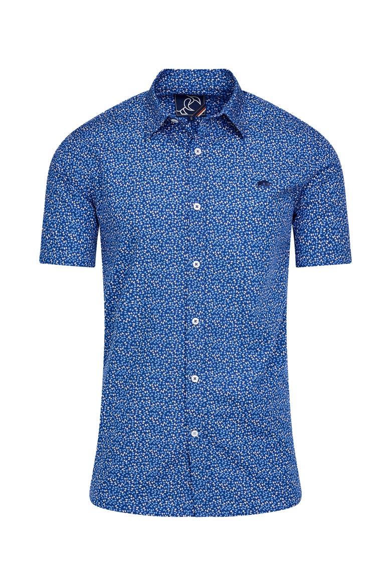 Short Sleeve Flower Bud Shirt, Alternate, color, Navy