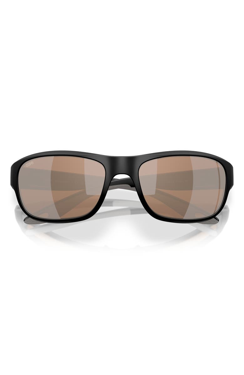Costa Del Mar Clipperton 58mm Polarized Rectangular Sunglasses, Alternate, color, Black/ Copper Silver 580G