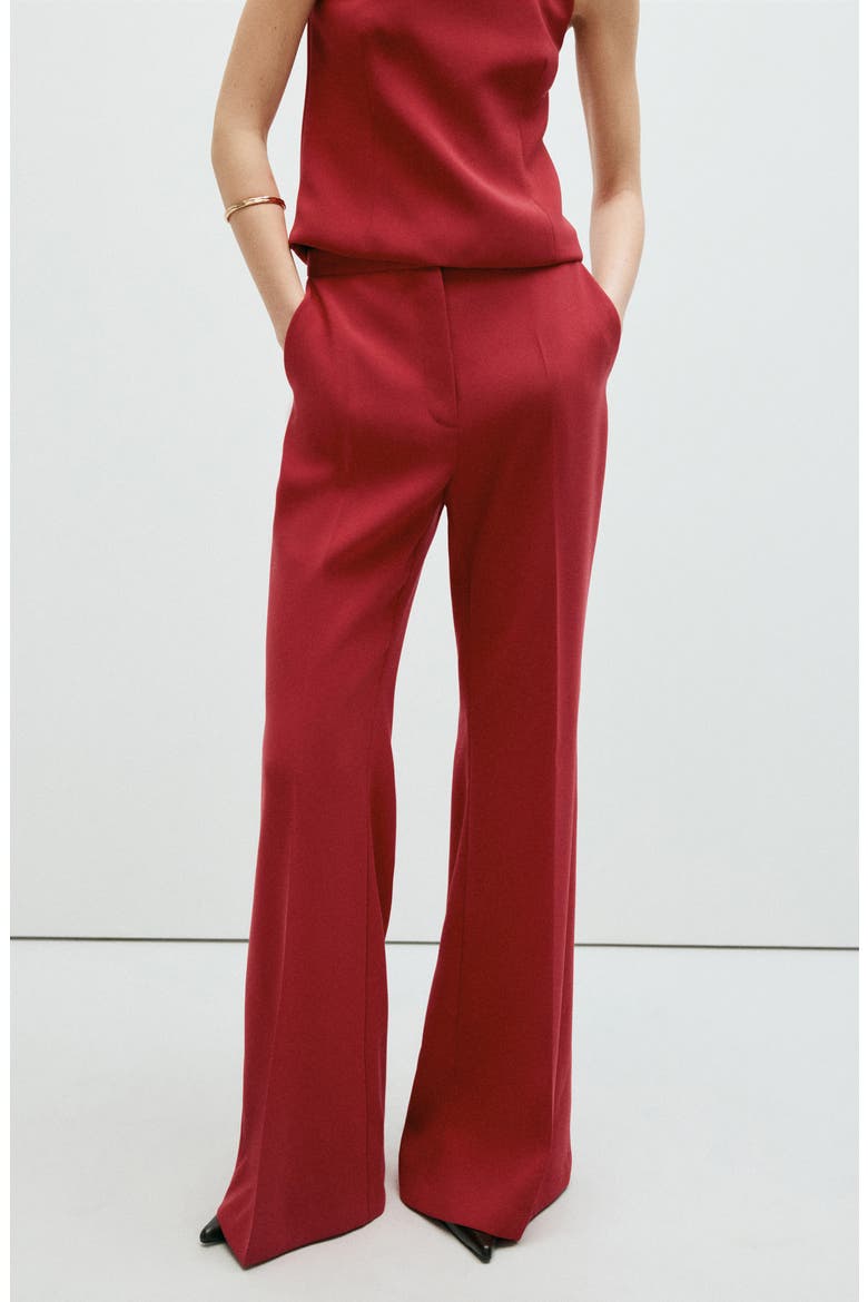 High Waist Flare Leg Pants, Alternate, color, RED