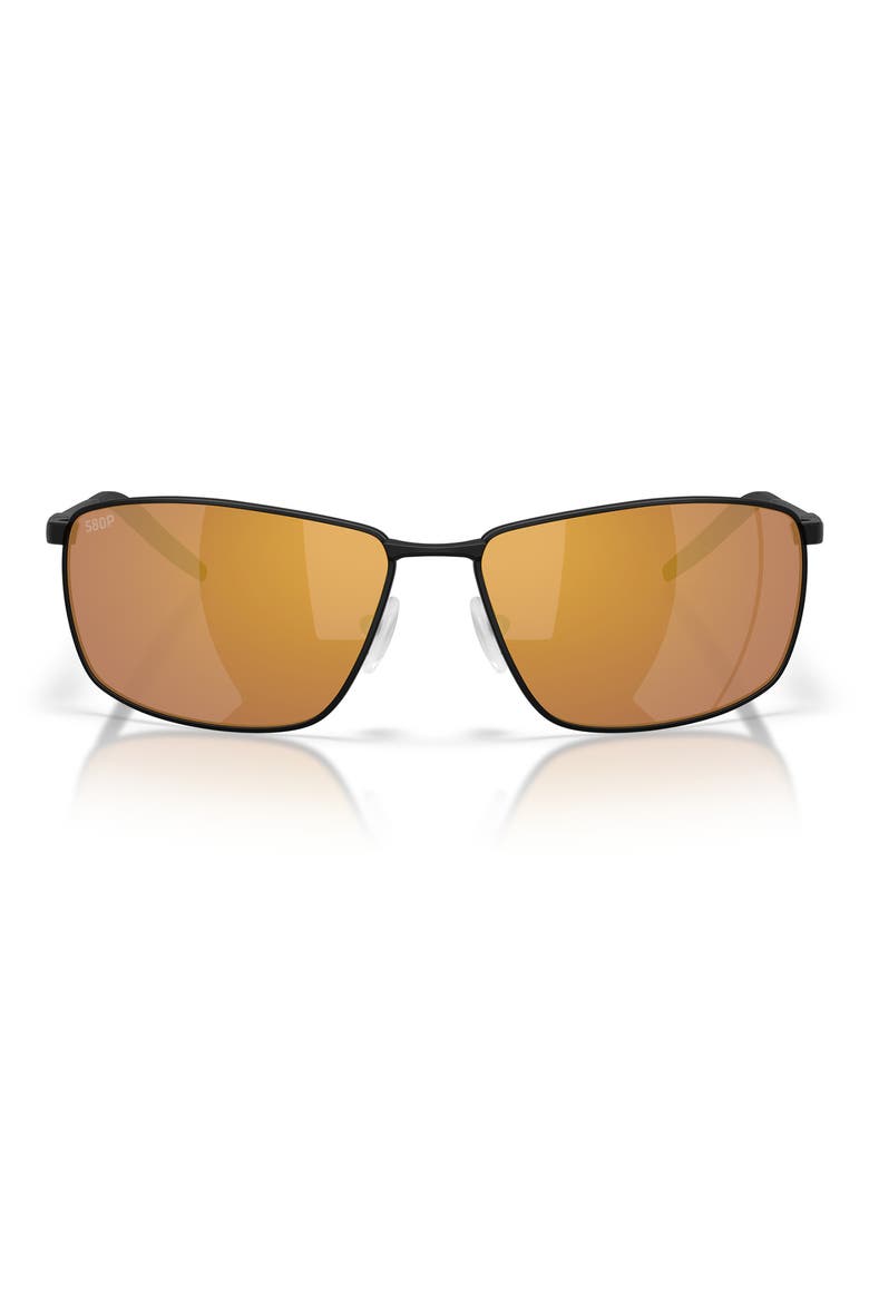 Turret 63mm Sunglasses, Main, color, SATIN BLACK / GOLD MIRROR