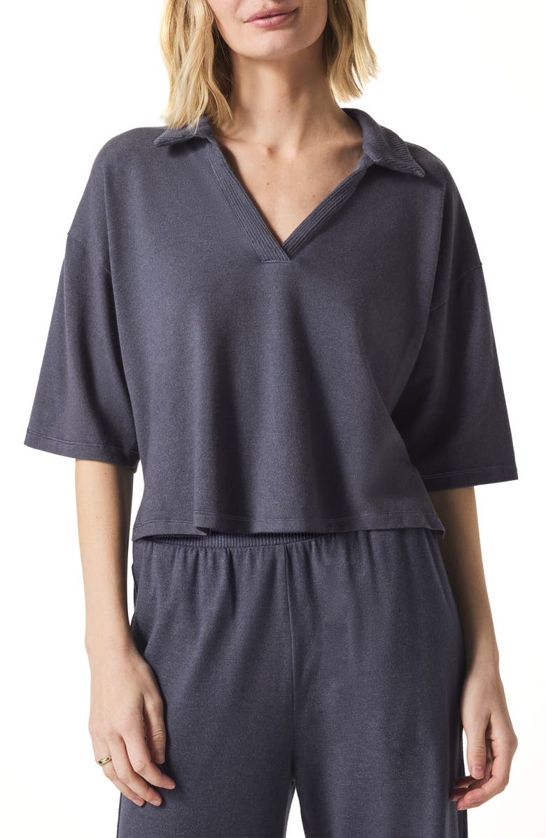 Splendid Brooke Johnny Collar Top, Main, color, Ash Navy