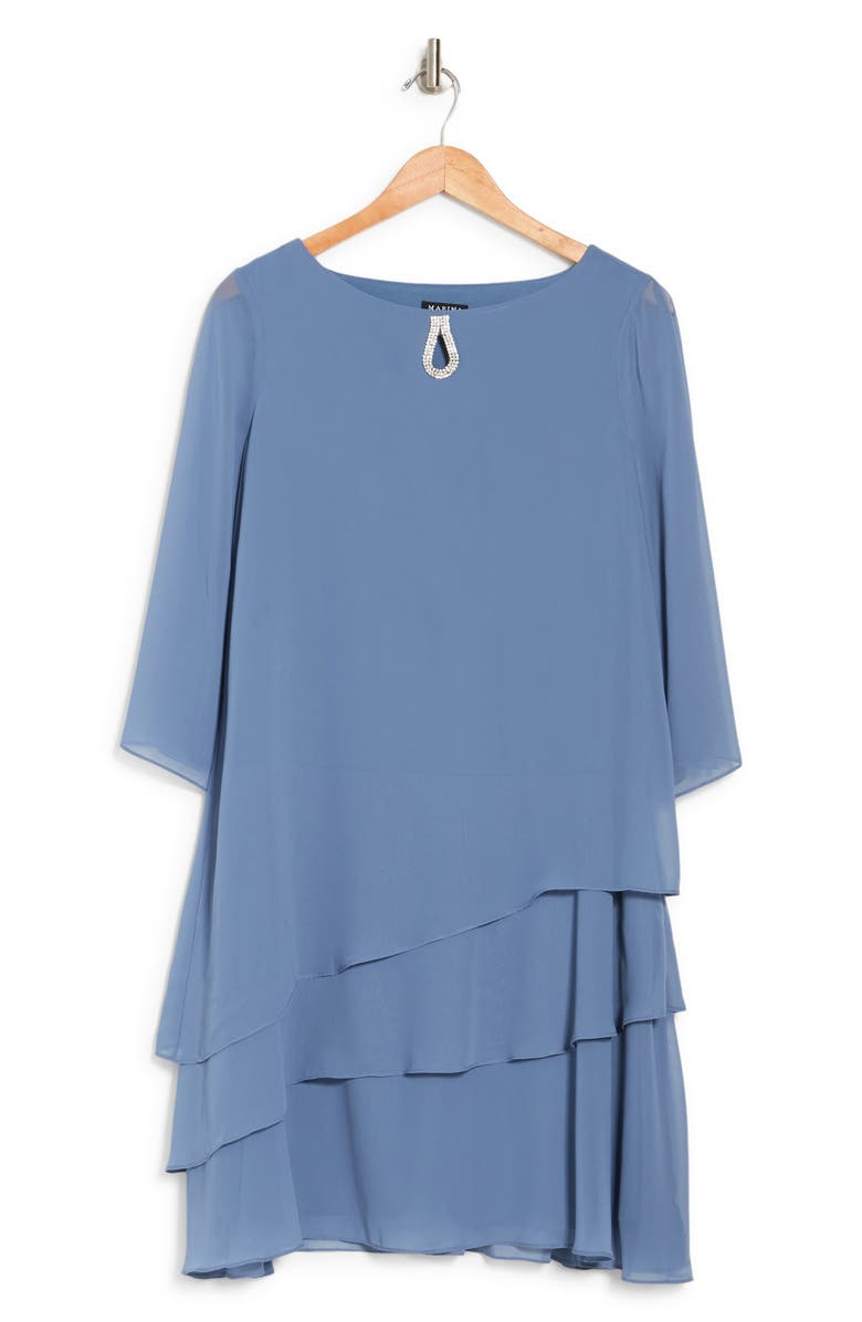 Marina 3/4 Sleeve Tiered Ruffle Shift Dress, Alternate, color,