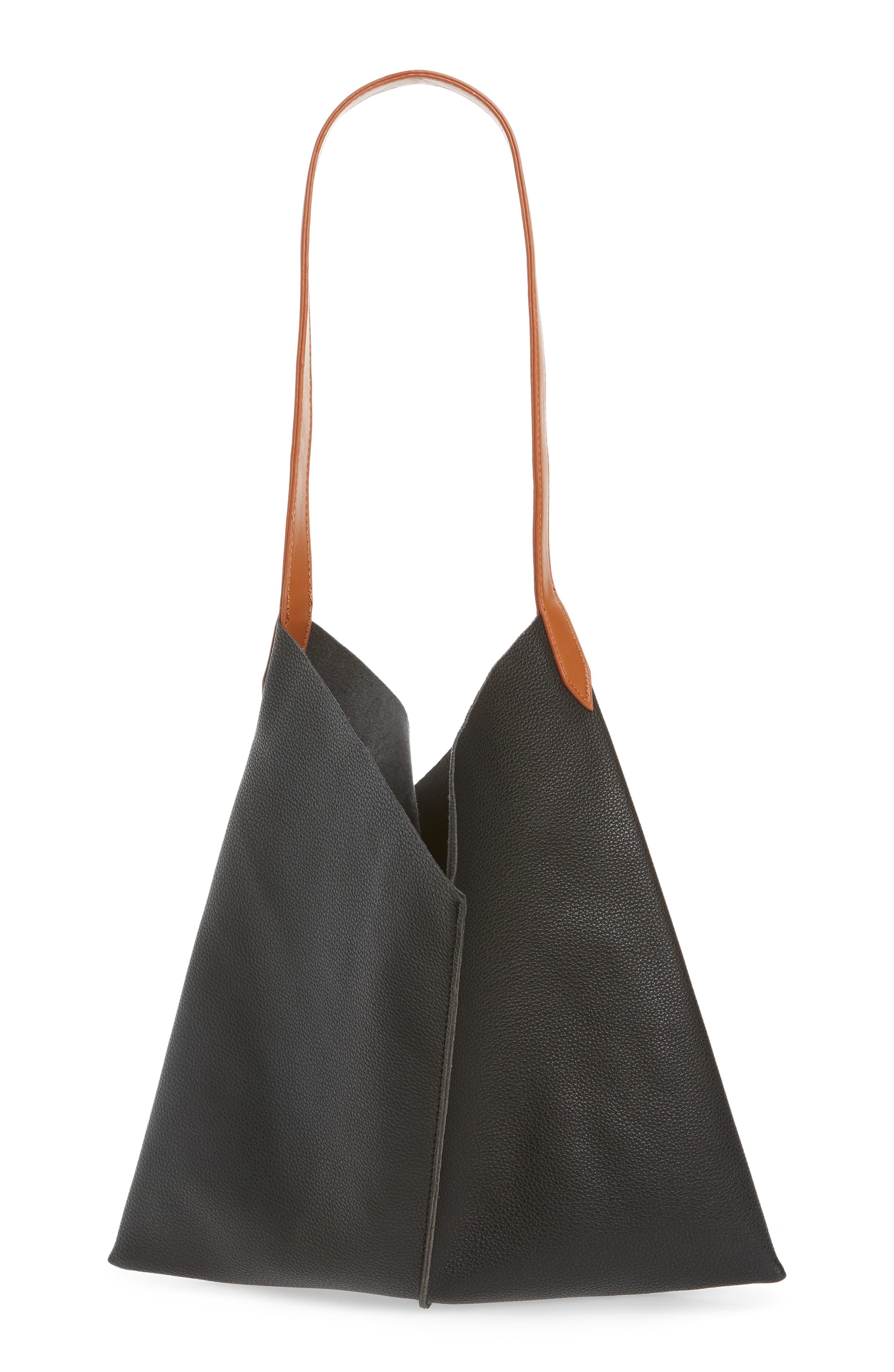 BP. Center Seam Faux Leather Tote, Main, color, 