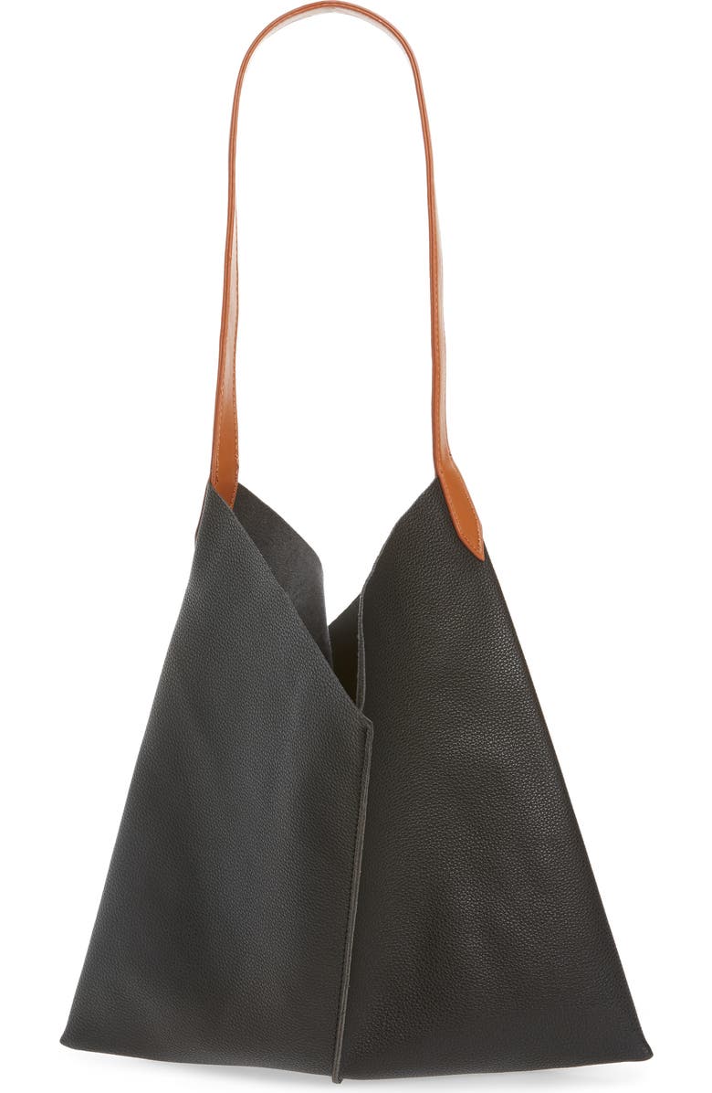 BP. Center Seam Faux Leather Tote, Main, color,