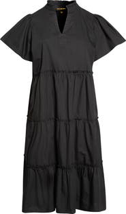 SUGARLIPS Noelle Split Neck Tiered Cotton Dress