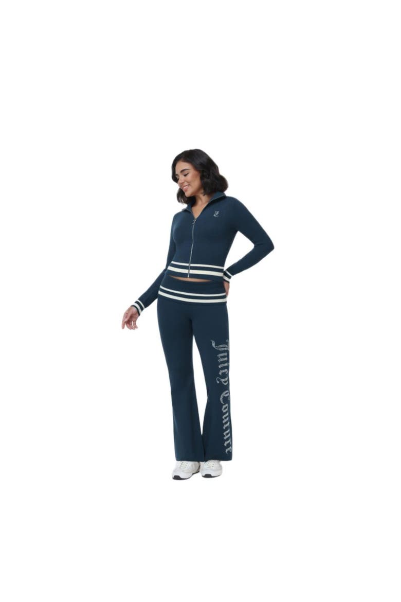 Foldover Flare Knit Pants, Alternate, color, REGAL BLUE