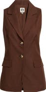 Anne Klein Two-Button Linen Blend Vest