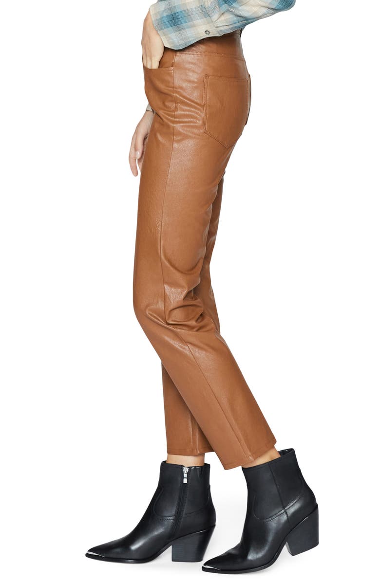 PAIGE Stella Super High Waist Straight Leg Faux Leather Jeans, Alternate, color, 