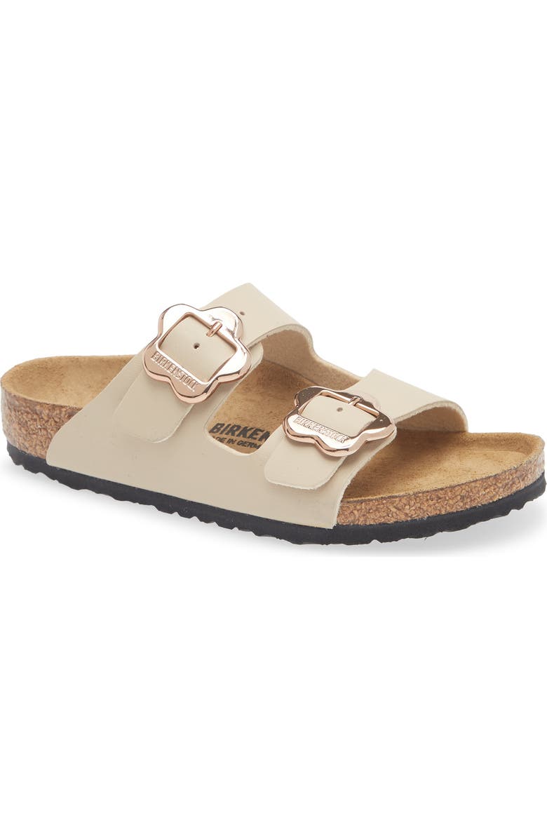 Birkenstock Kids' Arizona Flower Buckle Slide Sandal, Main, color, Sandcastle
