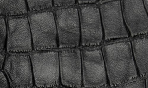 Mango Long Croc Embossed Leather Gloves In Black