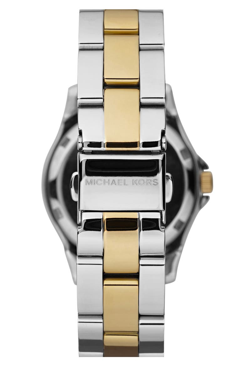 Michael Kors 'Mini Madison' Twin Row Crystal Watch, 33mm, Alternate, color, GOLD/ SILVER