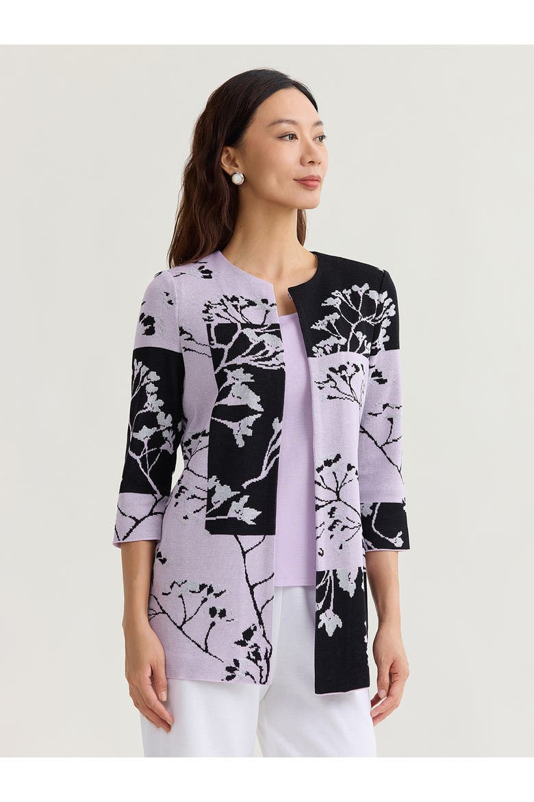 Floral Colorblock Jacquard Knit Jacket, Alternate, color, Hushed Lavender