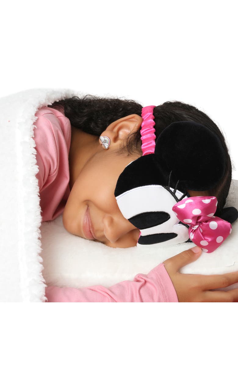 Disney Sleep Mask with Ears and 3D Bow, Alternate, color, Black, Pink