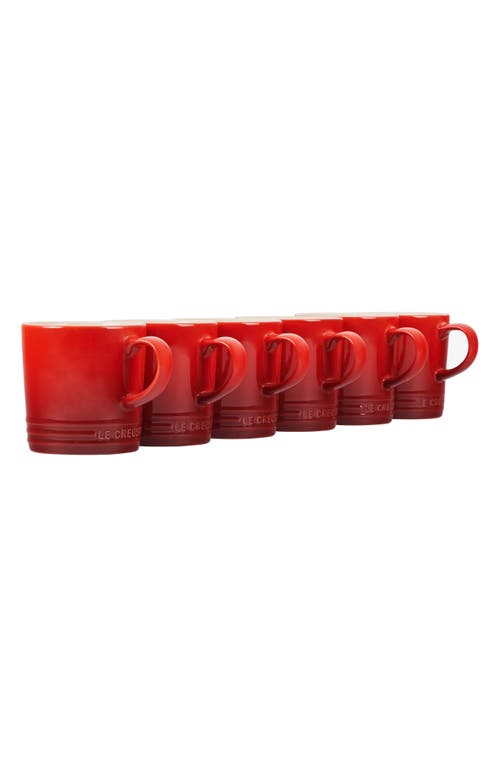 Le Creuset Set Of 6 12-ounce Stoneware Mugs In Cerise
