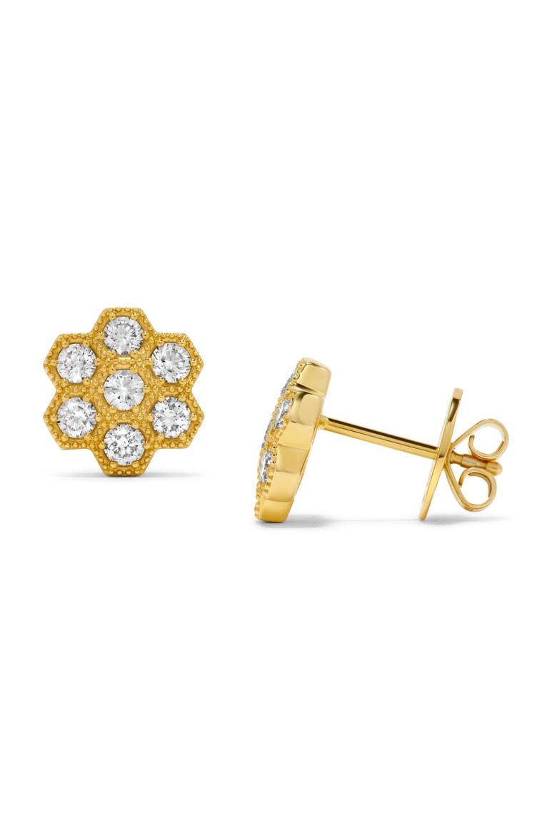 Honeycomb Round Diamond Stud Earrings in 14K Yellow Gold, Main, color, 14K Yellow Gold