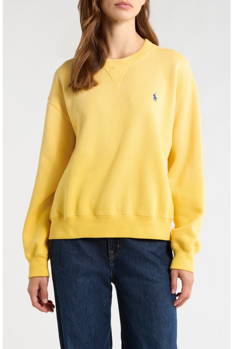 Fleece Crewneck Sweatshirt, Main, color, YELLOW