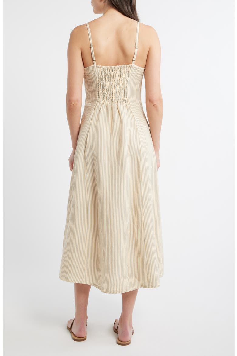 Luca Stripe Linen Blend Midi Dress, Alternate, color, SAND STRIPE