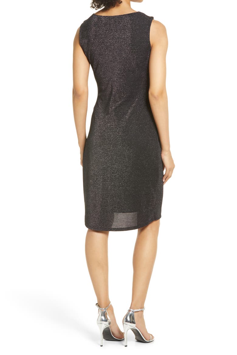 Ruched Metallic Sheath Dress, Alternate, color, SILVER