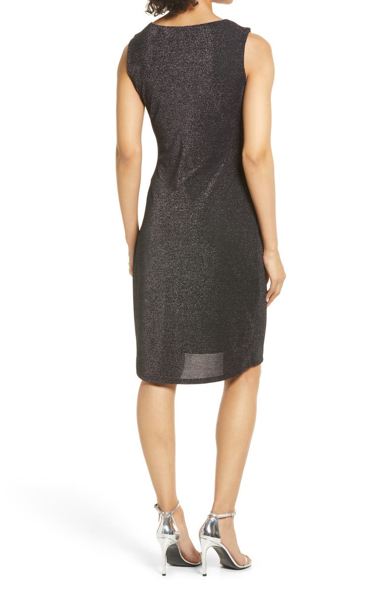Connected Apparel Ruched Metallic Sheath Dress, Alternate, color, 