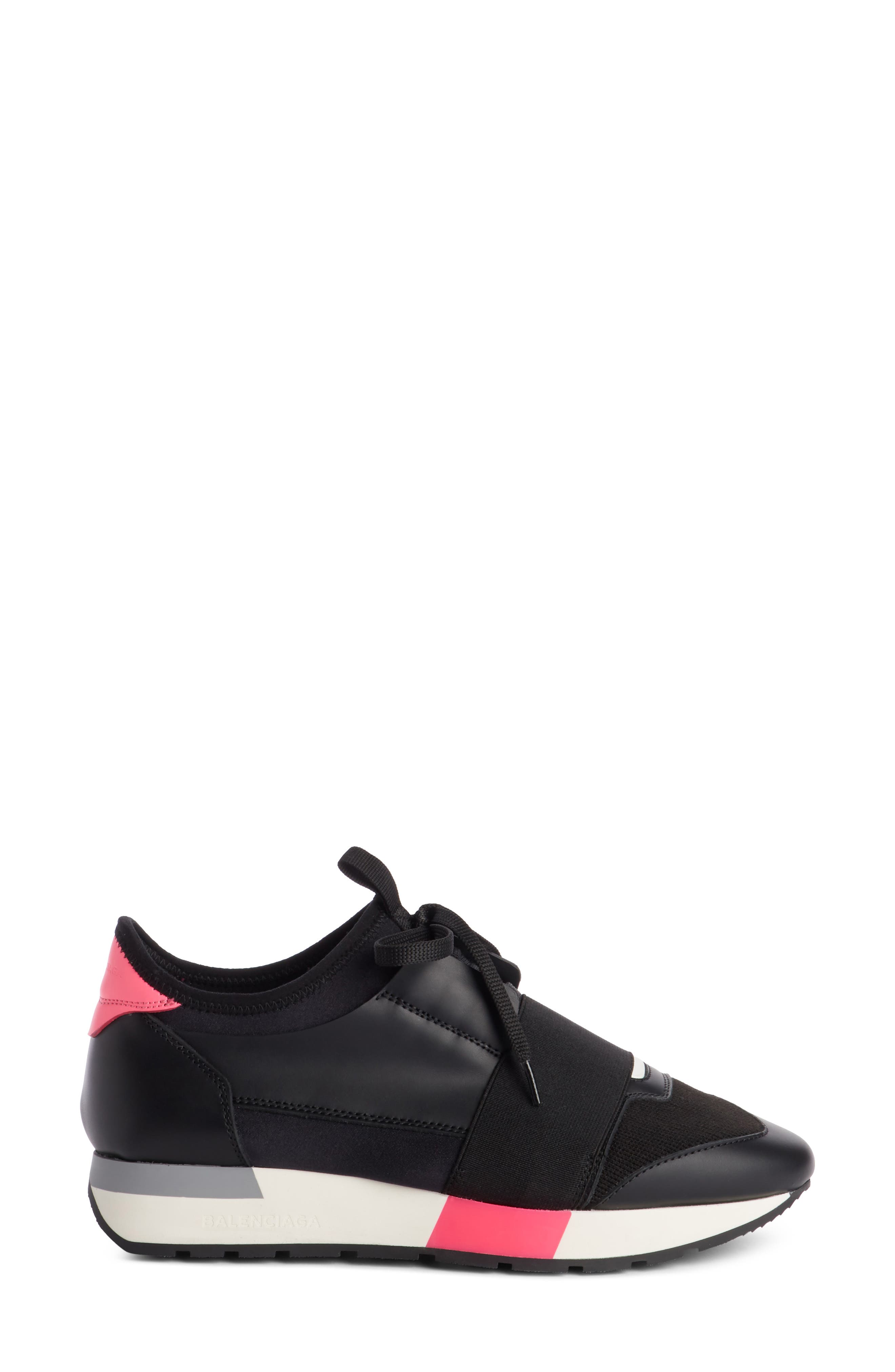 Lace-Up Sneaker, Alternate, color, BLACK/ PINK