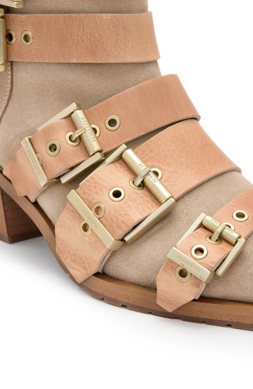 Allsaints Jane Buckle Bootie In Sand Brown