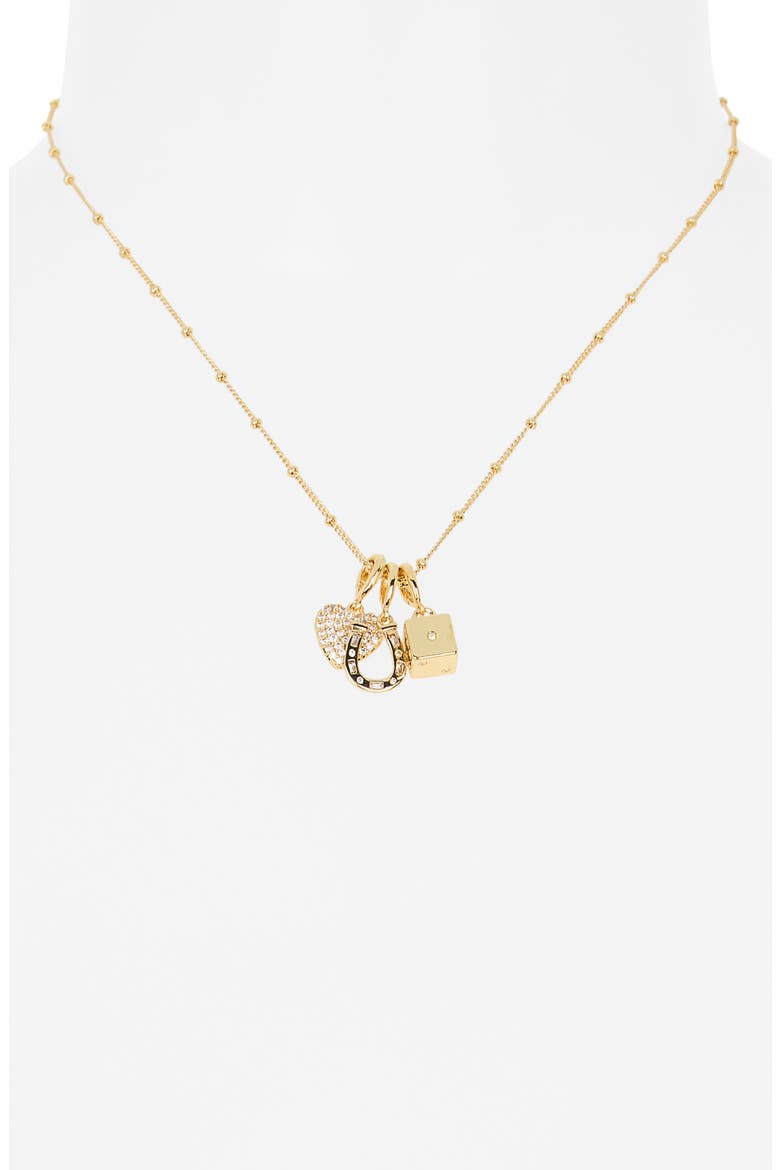 Luck & Love Charm Necklace, Alternate, color, CLEAR- GOLD