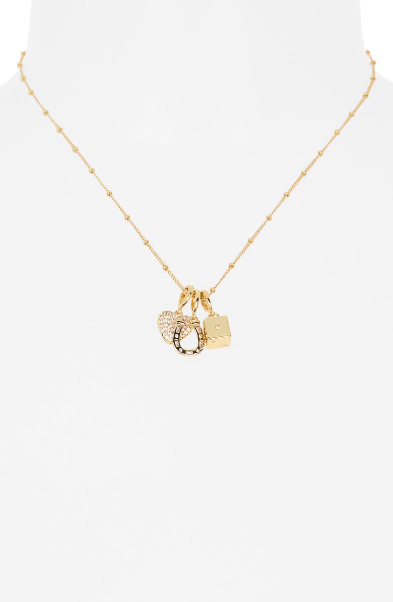 Leith Luck & Love Charm Necklace, Alternate, color, Clear- Gold
