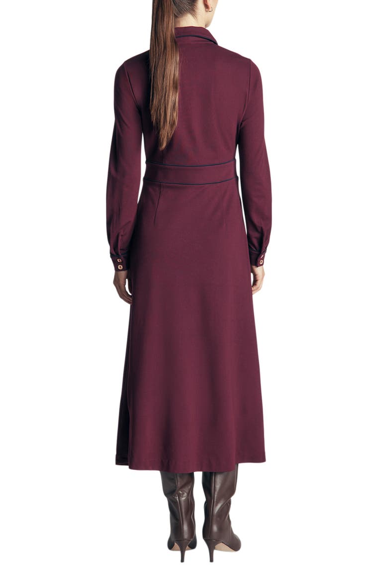 Etta Piping Detail Ponte Dress, Alternate, color, DARK CHERRY, NAVY
