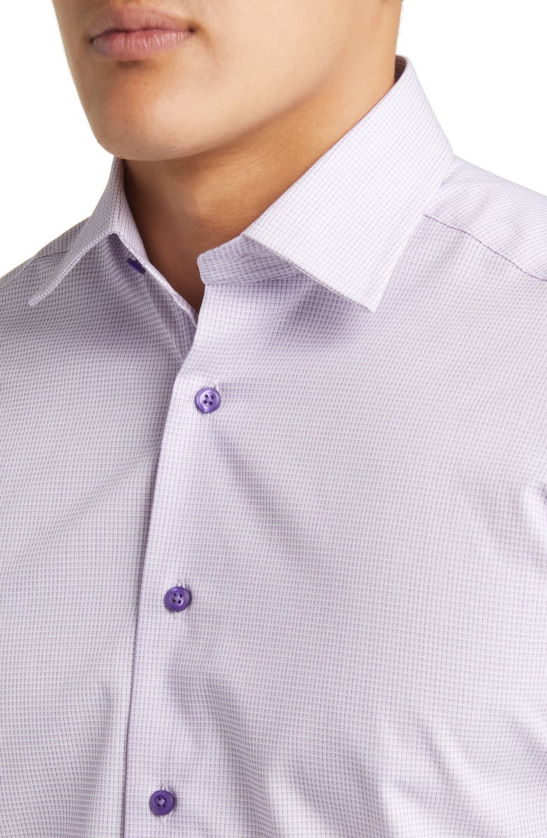 David Donahue Slim Fit Micro Check Cotton Dress Shirt, Alternate, color,