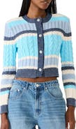 Steve Madden Eviee Crop Cotton Blend Cable Cardigan