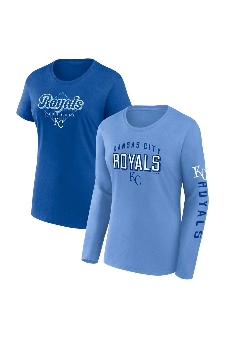 Women's Fanatics Branded Light Blue/Royal Kansas City Royals T-Shirt Combo Pack, Alternate, color, Light Blue