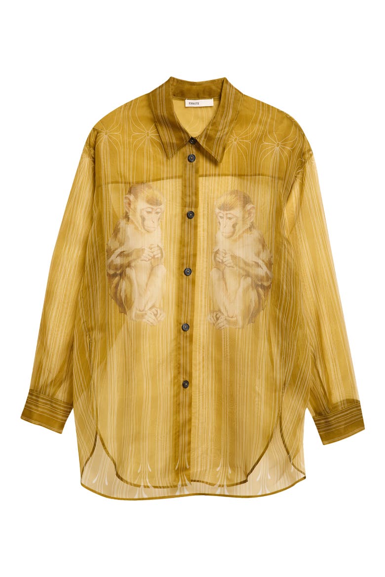 Goya Silk Button-Up Shirt, Main, color, MONKEY PRINT