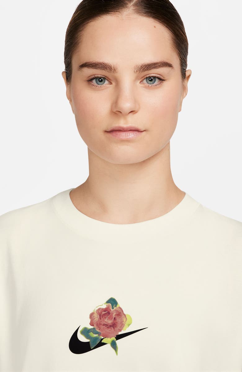 Nike Sportswear Oversize Floral Swoosh Graphic T-Shirt, Alternate, color, 