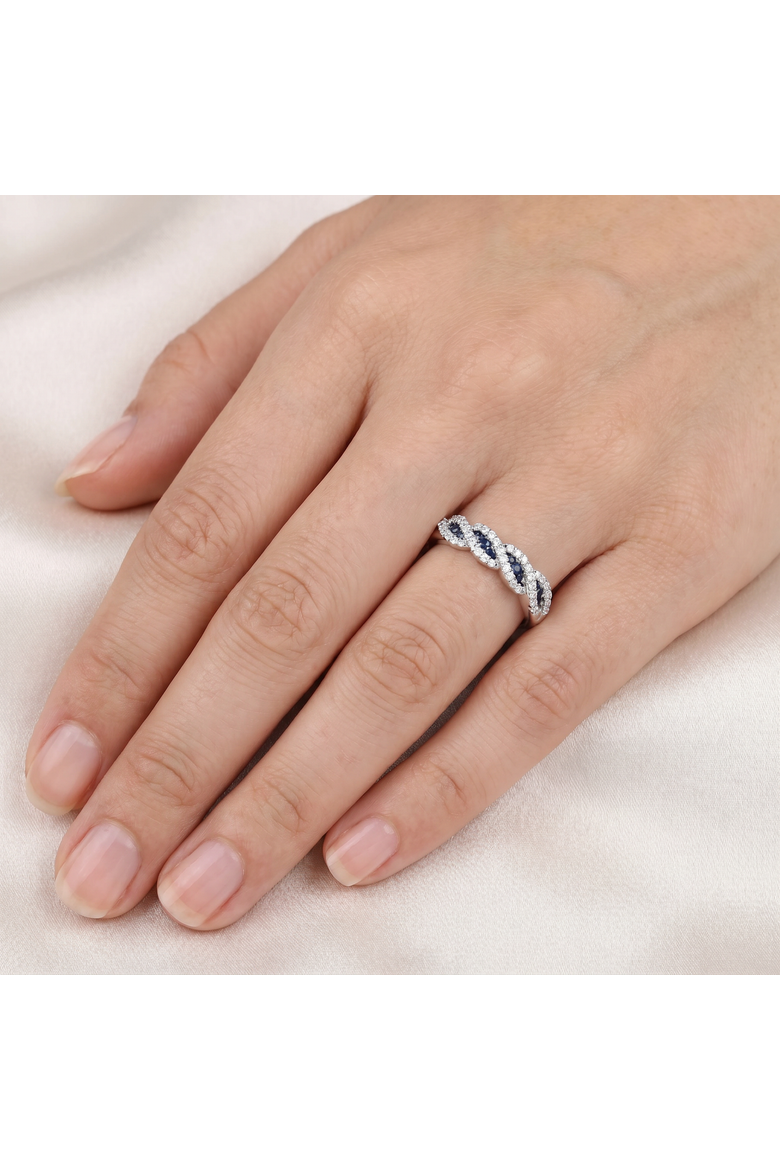 1/3 Ct Blue Sapphire & Diamond Ladies Swirl Wedding Ring 10k Gold, Alternate, color, 10k White Gold