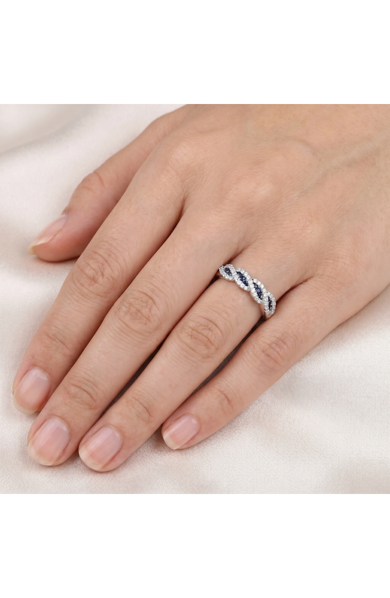 Bliss Diamond 1/3 Ct Blue Sapphire & Diamond Ladies Swirl Wedding Ring 10k Gold, Alternate, color, 10K White Gold