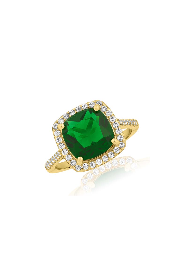 Emerald Halo Cubic Zirconia Ring, Main, color, GREEN