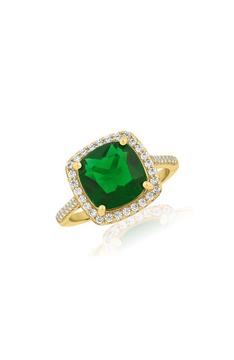 Emerald Halo Cubic Zirconia Ring