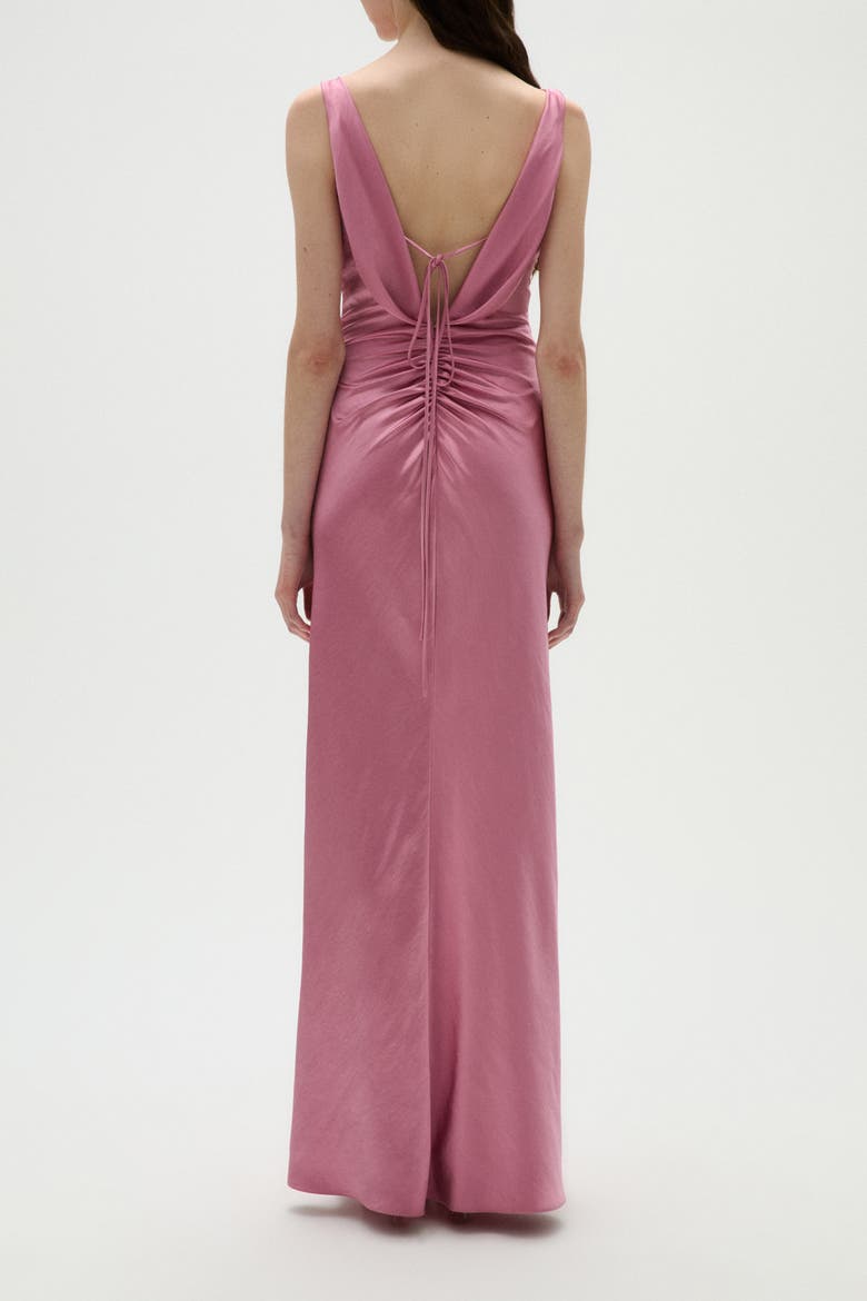 Satin Draped Gown, Alternate, color, Rose