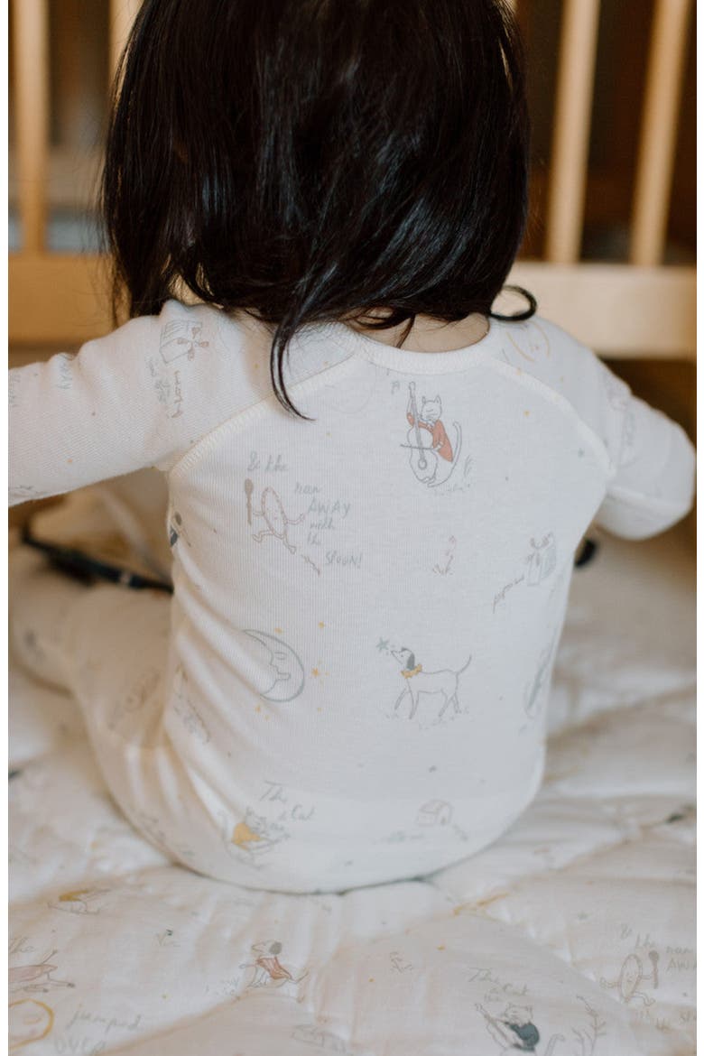 Print Rib Organic Cotton Footie, Alternate, color, OVER THE MOON