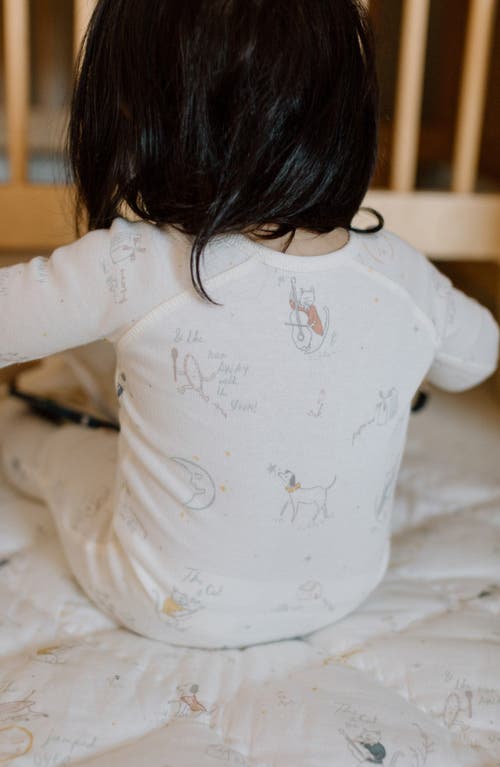 Pehr Print Rib Organic Cotton Footie In White