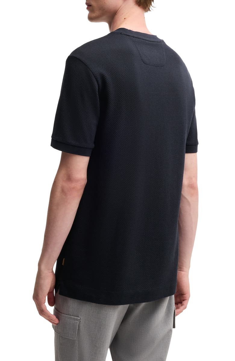 BOSS Tesar Waffle Texture Cotton & Silk T-Shirt, Alternate, color, Dark Blue