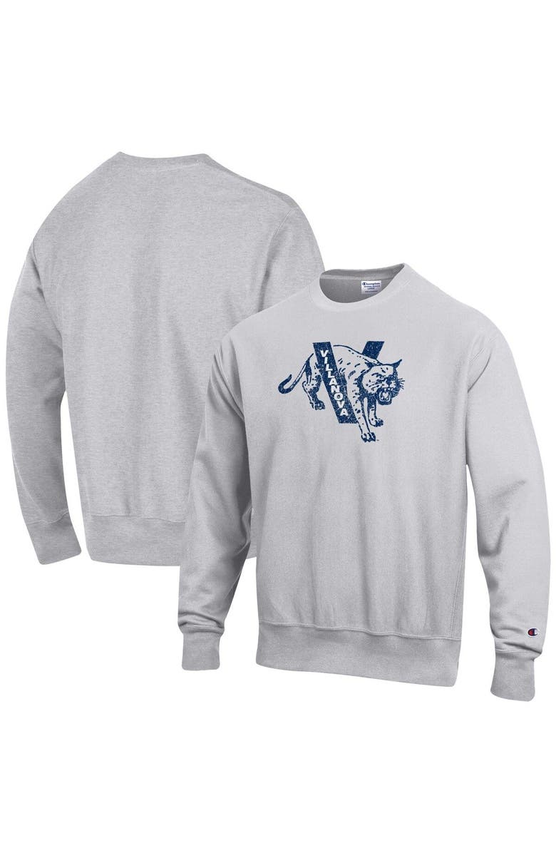 Champion Men's Champion Heathered Gray Villanova Wildcats Vault Logo Reverse Weave Pullover Sweatshirt, Main, color,