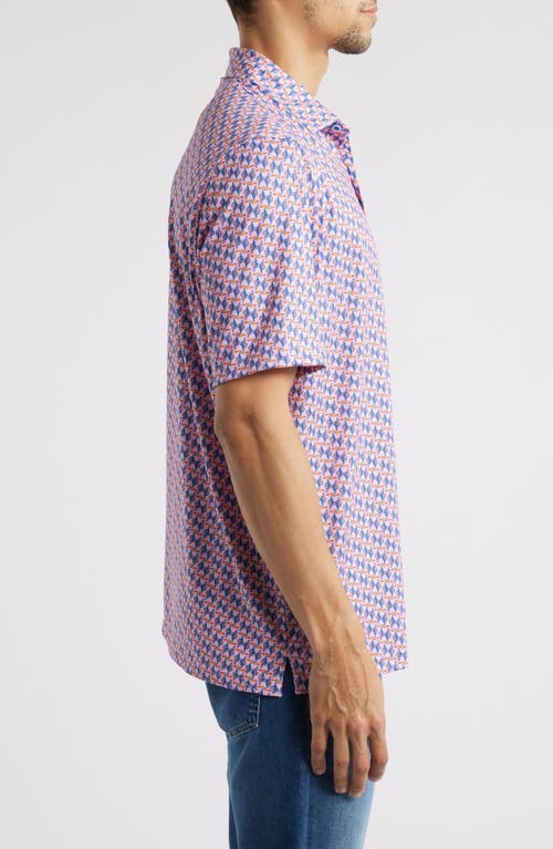 Johnston & Murphy Xc4® + Cool Degree™ Mini Martini Print Performance Golf Polo In Pink Multi