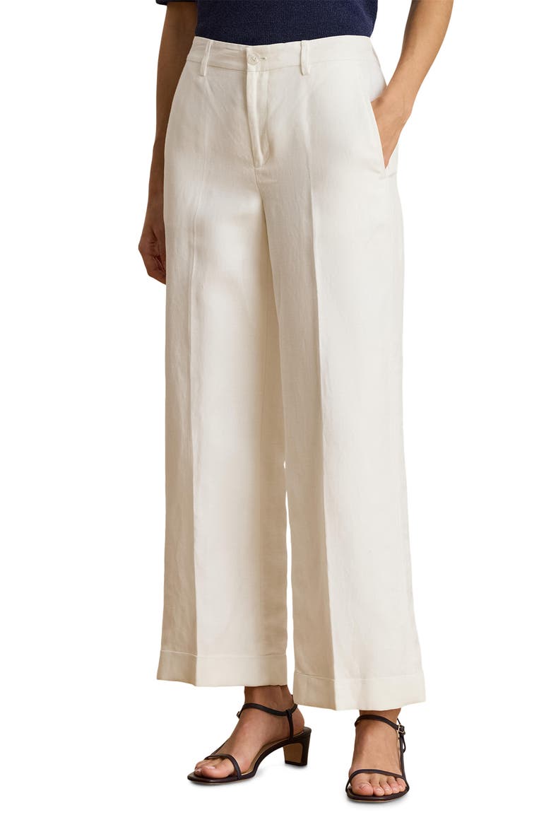 Linen Blend Wide Leg Pants, Main, color, WHITE
