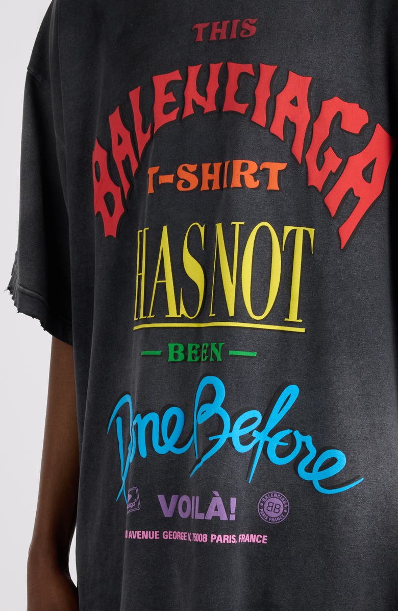 Balenciaga Gender Inclusive Oversize Distressed Logo Cotton T-Shirt, Alternate, color, 